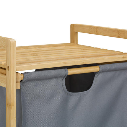 Laundry Basket Rack with 2 Drawers, Bamboo Shelf