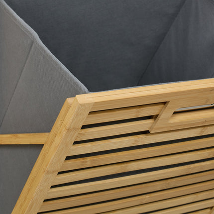 Laundry Basket Rack with 2 Fabric Drawers, Bamboo Shelf