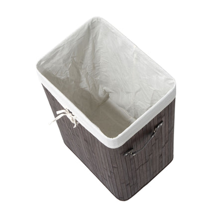 Bamboo laundry basket with lid, 72L, foldable & washable
