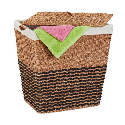 Laundry Basket with Lid, Seagrass, 87L Capacity