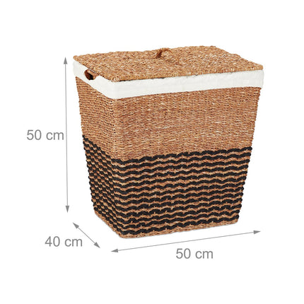 Laundry Basket with Lid, Seagrass, 87L Capacity