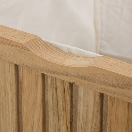 Laundry Hamper Stool with Cushion Seat, Walnut Wood