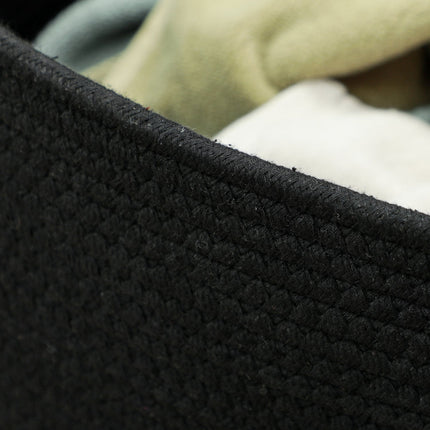 Laundry bag, 88L, portable, foldable, faux leather handles, cotton, Ø56 x 35.5H cm, black
