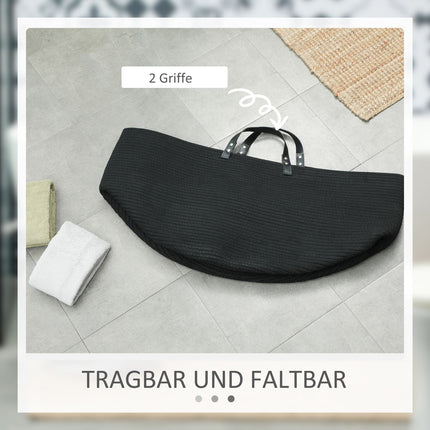 Laundry bag, 88L, portable, foldable, faux leather handles, cotton, Ø56 x 35.5H cm, black
