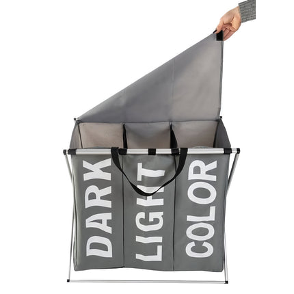Laundry basket - 3 chambers on a folding frame