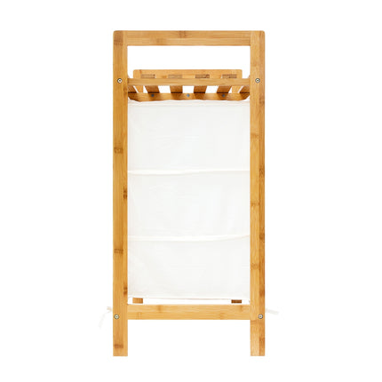 Laundry basket LINEA in bamboo with shelf
