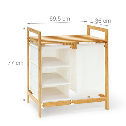 Laundry basket LINEA in bamboo with shelf