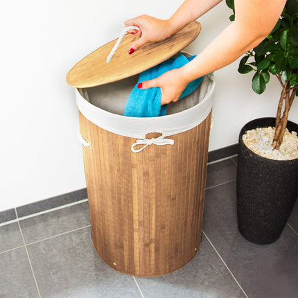 Laundry basket bamboo round
