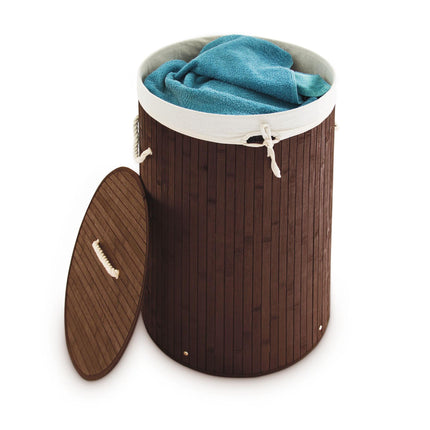 Laundry basket bamboo round