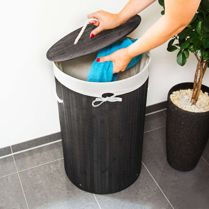 Laundry basket bamboo round