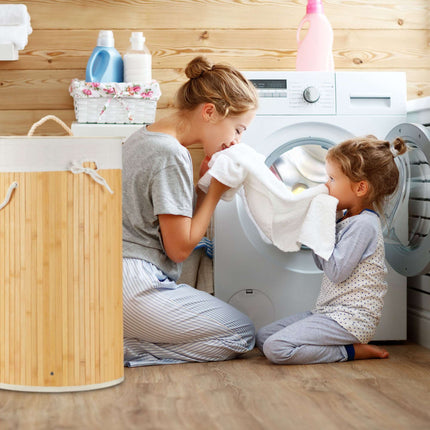 Laundry basket bamboo round