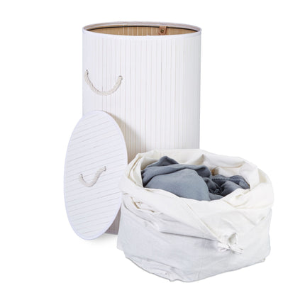 Laundry basket bamboo round