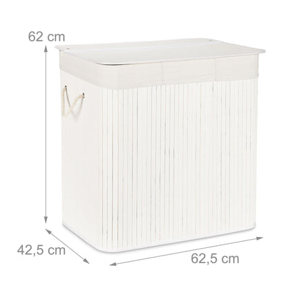Laundry basket in bamboo 3 compartments