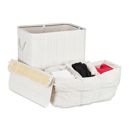 Laundry basket in bamboo 3 compartments
