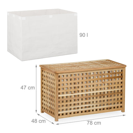 Laundry basket in walnut with sack