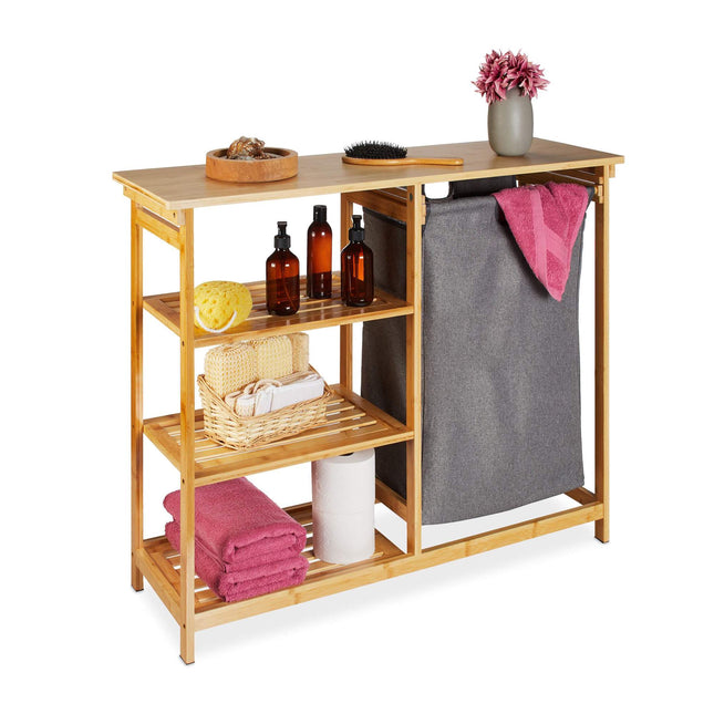 Laundry basket shelf for bathroom