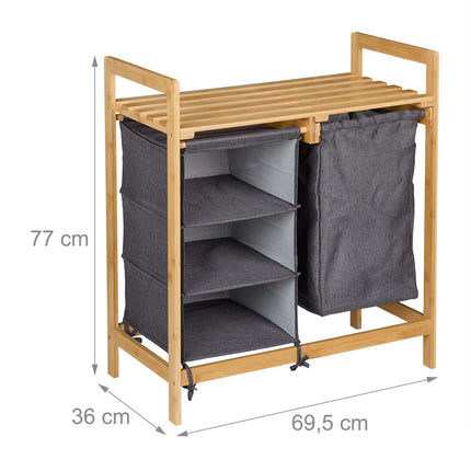Laundry basket stand with 3 compartments
