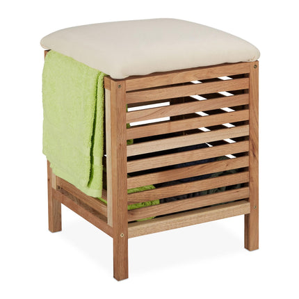 Laundry basket with seat Walnut Wood