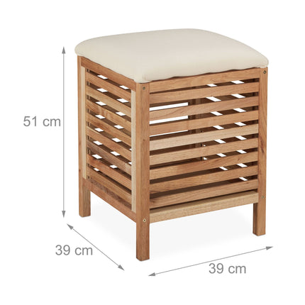 Laundry basket with seat Walnut Wood