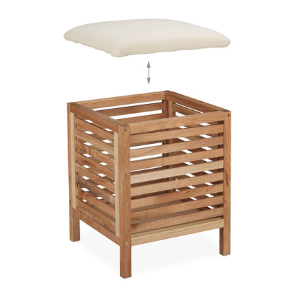 Laundry basket with seat Walnut Wood