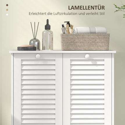 Bathroom laundry cabinet with double baskets, white 70x38x73 cm
