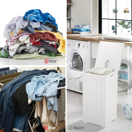 Laundry cabinet freestanding laundry chest wooden laundry collector with lid storage cabinet bathroom bathroom cabinet white