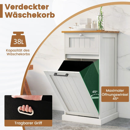 Laundry cupboard with basket free-standing fold-out laundry basket with drawer white