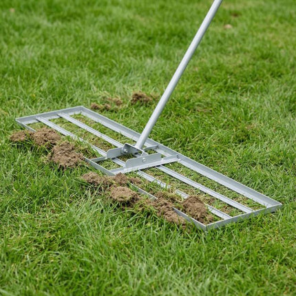 Lawn Leveling Rake, 177 cm Adjustable Handle, 106x25 cm Plate