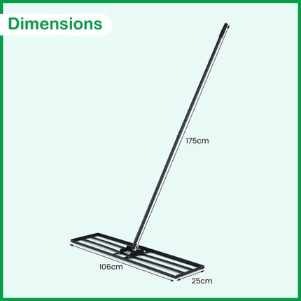 Lawn Leveling Rake – 177cm Adjustable Handle, Rotating Head