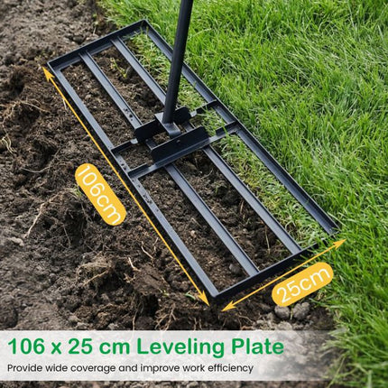 Lawn Leveling Rake – 177cm Adjustable Handle, Rotating Head