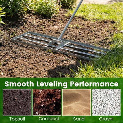 Lawn Leveling Rake, 91 x 25 cm, Adjustable Handle