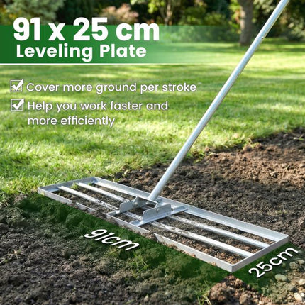 Lawn Leveling Rake, 91 x 25 cm, Adjustable Handle