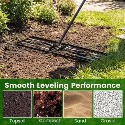 Lawn Leveling Rake, Adjustable Handle, 180 U-Head