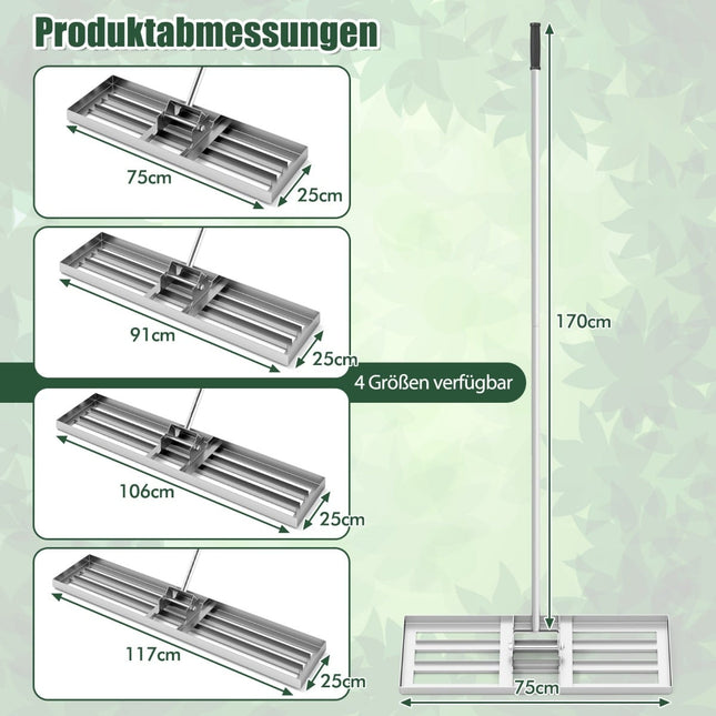 Lawn Leveling Rake, Metal, Ergonomic Handle, 75x25 cm