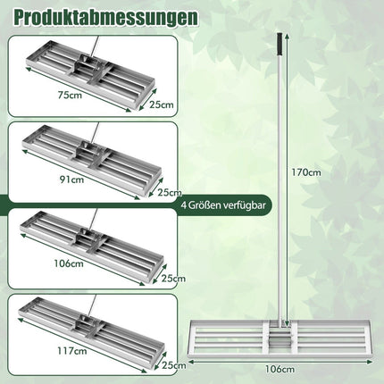 Lawn Leveling Rake with Ergonomic Handle, 106x25 cm