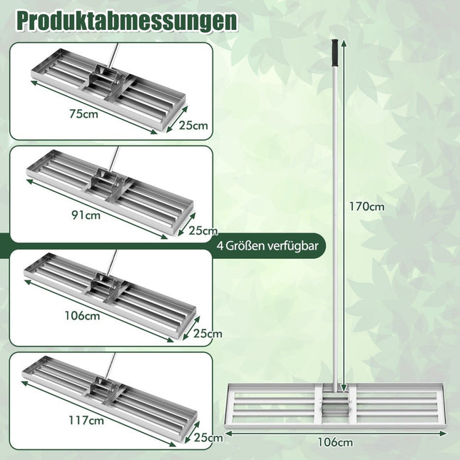 Lawn Leveling Rake with Ergonomic Handle, 106x25 cm