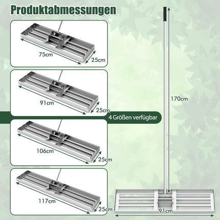 Lawn Leveling Rake with Ergonomic Handle, Metal, 91x25 cm