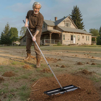 Lawn Leveling Rake with Roller, 36 x 10 in Steel