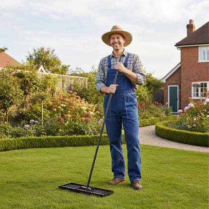 Lawn Rake, Steel, 76x25 cm, Back-Friendly Handle