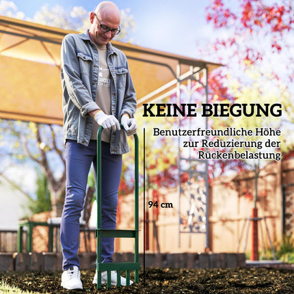 Manual lawn aerator, 30 cm wide, non-slip handle