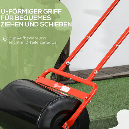 Grass roller 50cm, Steel, Fill with water or sand, Red