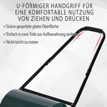 Lawn roller with U-handle, 31 cm diameter, metal, green