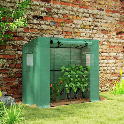 Lean-To Mini Greenhouse with UV Cover, Roll-Up Door