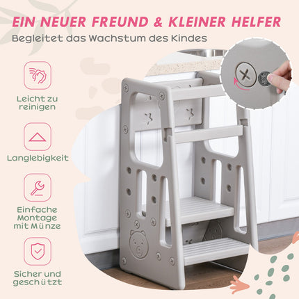 Height-adjustable Montessori Learning Tower for children