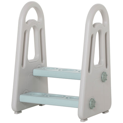 Step stool for children with safety features - blue/grey, 2 steps