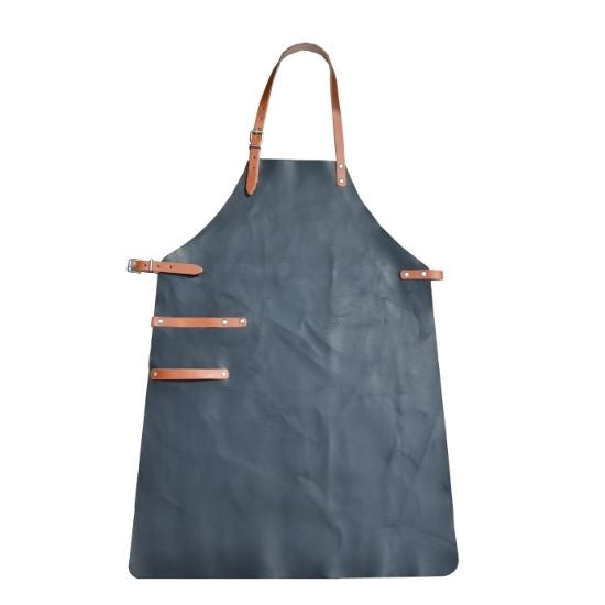 Leather BBQ Apron, Black – Adjustable, 3 Tool Loops