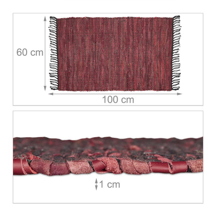Leather & Cotton Runner Rug 60x100 cm