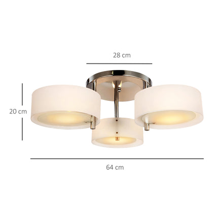 LED ceiling lamp, 3-bulb, E27 40W, warm white, Ø64cm