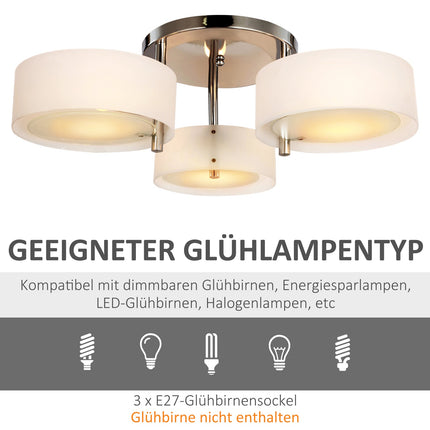LED ceiling lamp, 3-bulb, E27 40W, warm white, Ø64cm