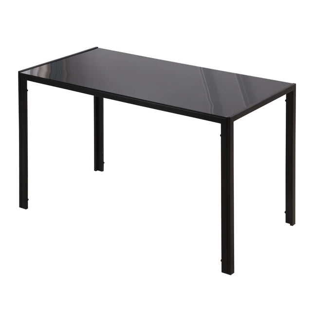 LED kitchen dining table for 4, tempered glass, black